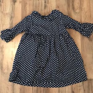 Navy and white polka dot girls  boutique dress.